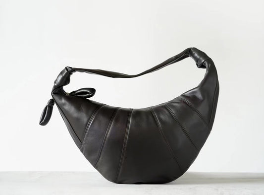 Leather Women's lamb's horn shape bag handbage genuine leather women's bag