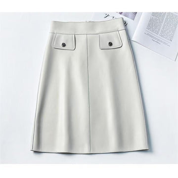 Women's sheep leather dress classic spring-automn classic style half short skirt bustier N2