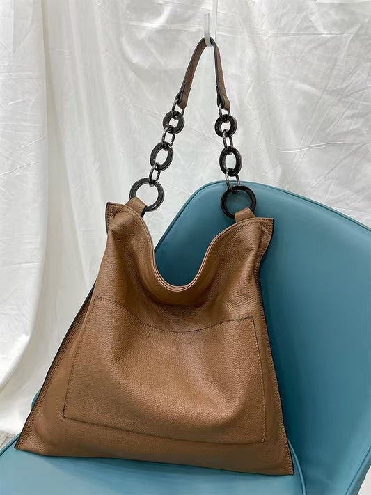 Leather women's sheep leather hand bag one-shoulder versatile large-capacity tote bag crossbody bag genuine leather women's bag B5