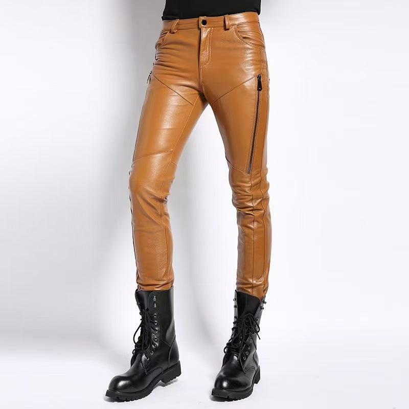 Men's sheep leather pants trousers motorcycle spring-automn comfortable cool pant - YZ Lether