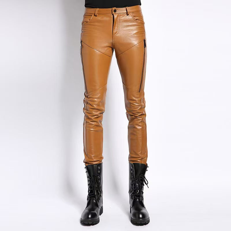 Men's sheep leather pants trousers motorcycle spring-automn comfortable cool pant - YZ Lether