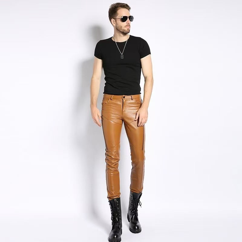 Men's sheep leather pants trousers motorcycle spring-automn comfortable cool pant - YZ Lether