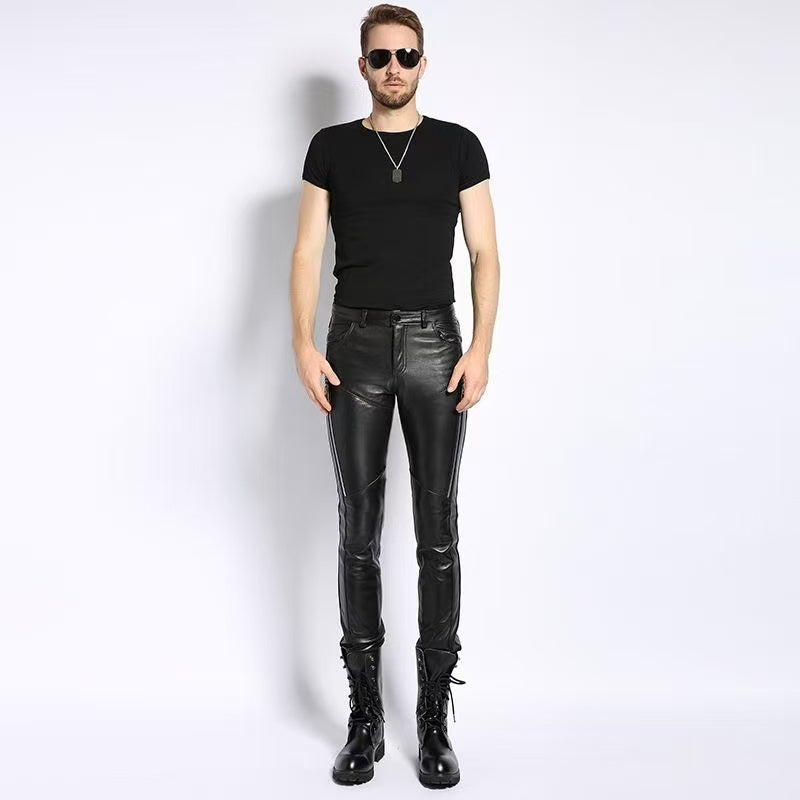 Men's sheep leather pants trousers motorcycle spring-automn comfortable cool pant - YZ Lether