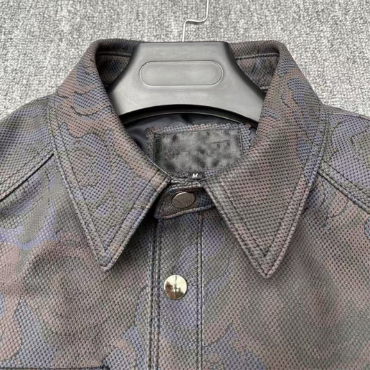 Men's cow leather shirts blouse inner layer classic casual men top2