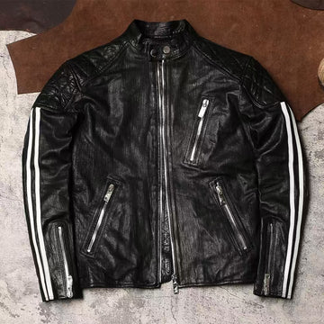 Men's sheep leather jacket classic spring-automn men's motorcycle cool coat top