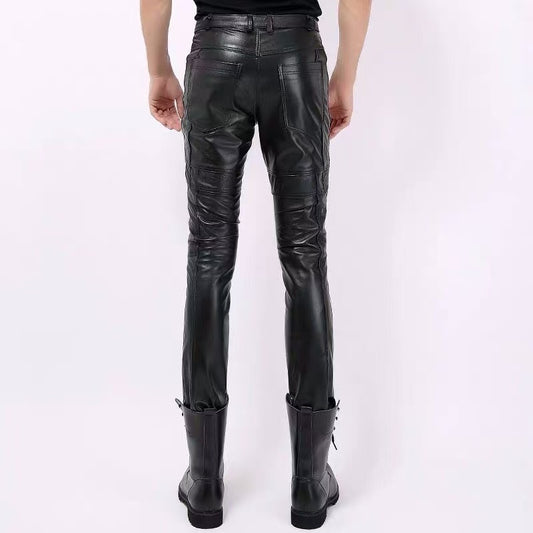 Men's sheep leather pants trousers motorcycle spring-automn comfortable cool pant N2