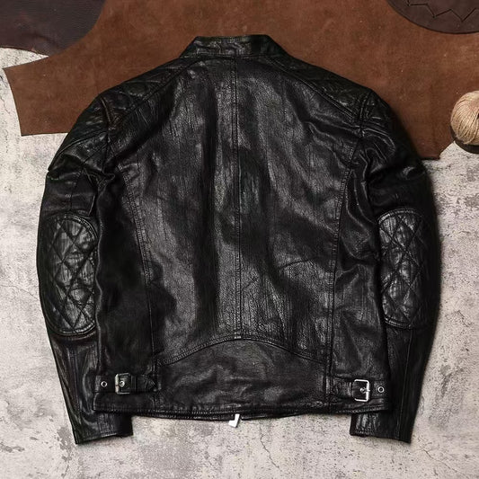 Men's sheep leather jacket classic spring-automn men's motorcycle cool coat top