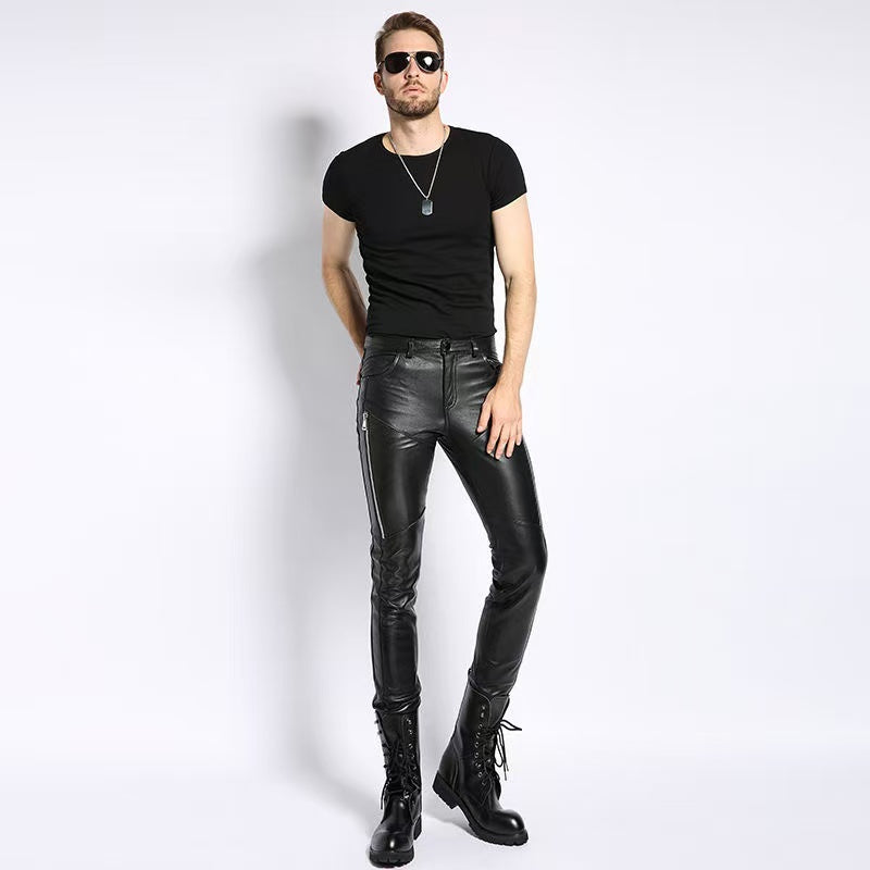 Men's sheep leather pants trousers motorcycle spring-automn comfortable cool pant - YZ Lether