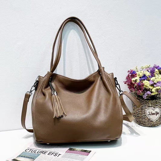 Leather women's sheep leather hand bag one-shoulder versatile large-capacity tote bag crossbody bag genuine leather women's bag